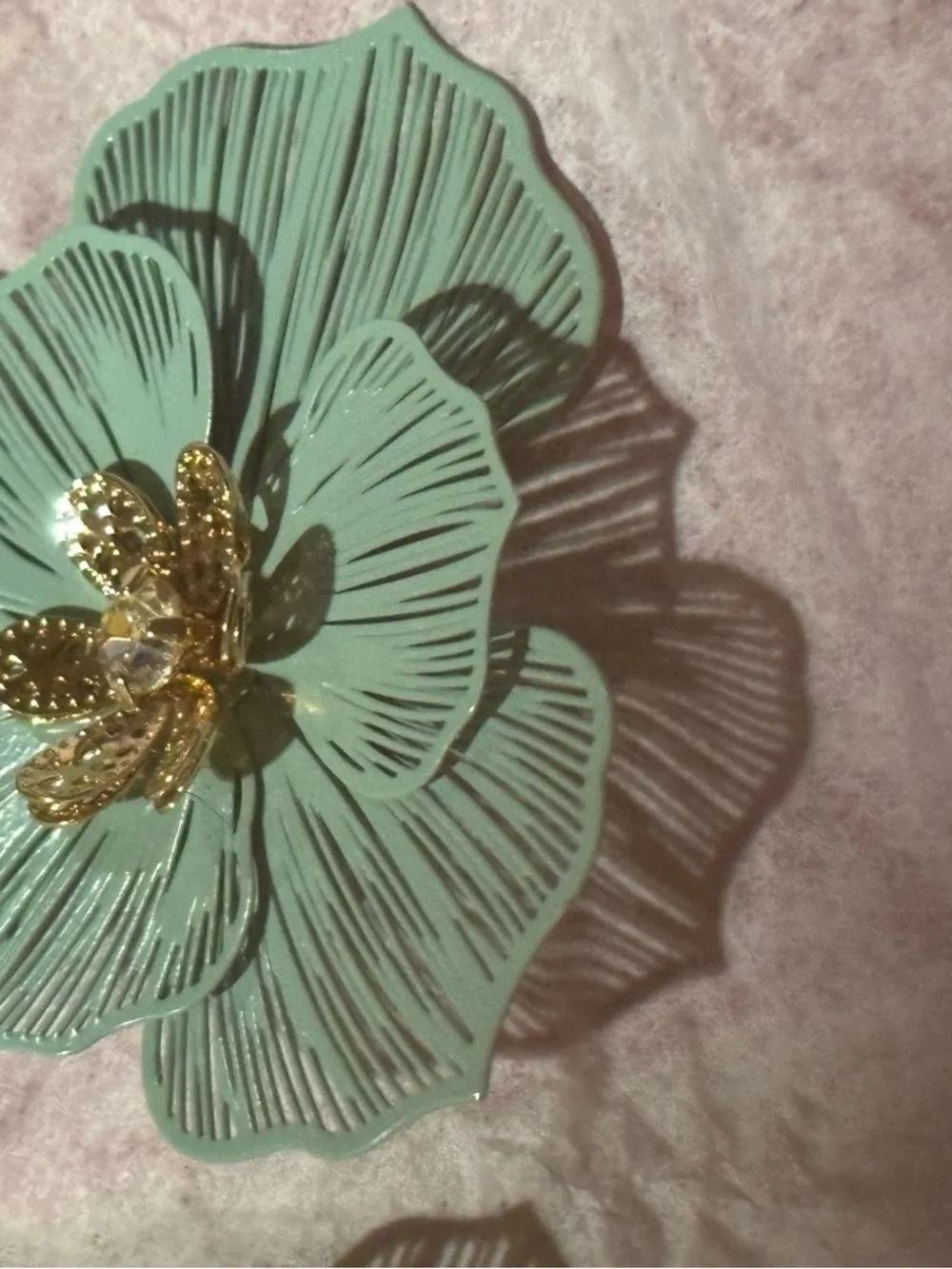 Cato Mint Green and Gold Layered Floral Drop Earrings - Picture 5 of 6
